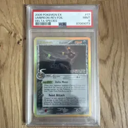 PSA 9 MINT Pokemon Umbreon Reverse Holo Rare 2005 ex Delta Species #17/113 - Image 1