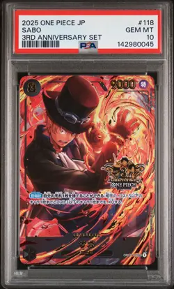 2025 ONE PIECE JPN 3RD ANV SET #118 SABO PSA 10 - Image 1