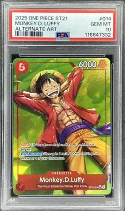 One Piece Monkey D. Luffy Alternate Art #ST21-014 Gear5 Starter Deck (PSA 10) - Image 1