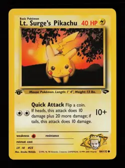 Lt. Surge's Pikachu 84/132 1st Edition Common Gym Challenge Pokemon Cards - Image 1