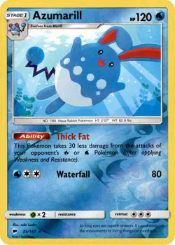Azumarill 35/147 Reverse Holo | Burning Shadows | Pokemon Card - Image 1