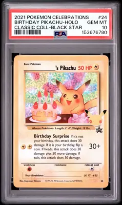 2021 POKEMON CELEBRATIONS CLASSIC COLLECTION #24 BIRTHDAY PIKACHU-HOLO PSA 10 - Image 1