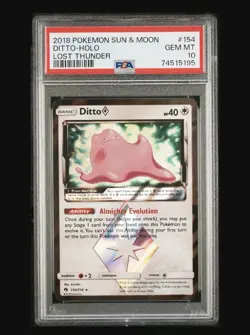 Pokemon Lost Thunder Ditto Prism Star #154/214 Holo Prism Rare PSA 10 - Image 1