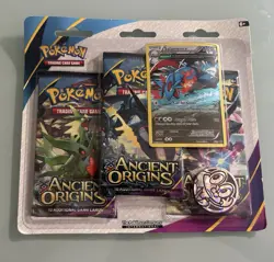 POKEMON XY ANCIENT ORIGINS Booster 3-Pack Blister New Factory Sealed - SALAMENCE - Image 1