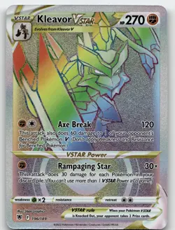 KLEAVOR VSTAR 196/189 RAINBOW RARE ASTRAL RADIANCE POKEMON NEAR MINT - Image 1
