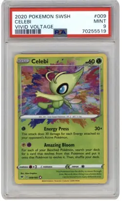 2020 Pokemon SWSH Vivid Voltage Celebi Holo Card 009/185 PSA 9 Rare - Image 1