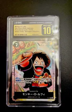 Monkey D. Luffy One Piece CGC 10 Pristine Promo Holo Japanese P-075 Saikyo Jump - Image 1