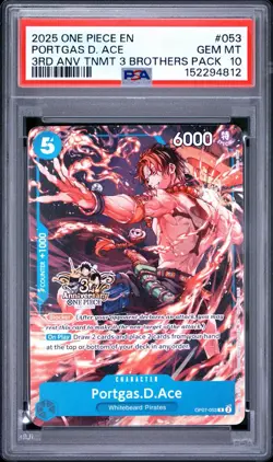 2025 ONE PIECE 3RD ANNIVERSARY TOURNAMENT 3 BROTHERS PACK PORTGAS D. ACE PSA 10 - Image 1
