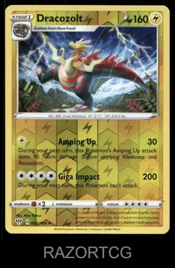 DRACOZOLT 065/189 R DARKNESS ABLAZE POKEMON REVERSE HOLO NM/M - Image 1