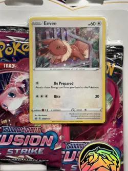 Pokemon TCG SWSH Fusion Strike 3-Pack Blister Sealed with Eevee Promo - Image 2