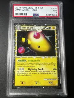 2010 Pokemon Heartgold & Soulsilver #105 Ampharos-Holo PSA 7 - Image 1