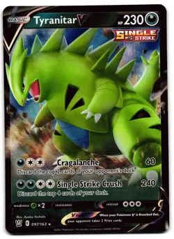 Tyranitar V 097/163 - 🌊 Battle Styles V Rare Pokemon TCG Holo 🖤 - LP - Image 1