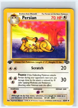 Persian 42/64 Uncommon Jungle Pokemon 1st Edition Moderately Played - Image 1