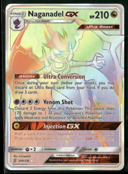 Naganadel GX 249/236 Rainbow Rare Unified Minds Pokemon Near Mint - Image 1