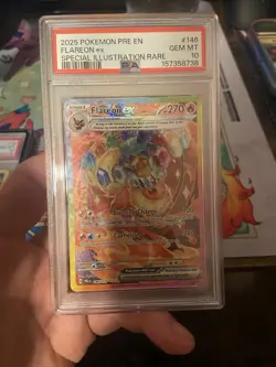 2025 POKEMON PRISMATIC EVOLUTIONS SPECIAL ILLUSTRATION RARE FLAREON EX PSA 10 - Image 1
