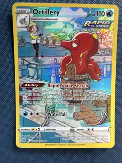 NM OCTILLERY 2022 Pokemon Brilliant Stars FULL ART Holo Ultra Rare POKEMON TG03 - Image 1