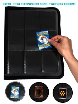 Trading Card Binder 9 Pocket 360 Cards Zip Album Pokemon TCG Folder Case - Image 3