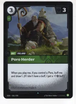 Riftbound League Of Legends Origins Foil Card OGN 061 Poro Herder - Image 1