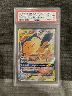 Pokemon Tag Team Tins Eevee & Snorlax GX Alt Art Promo SM169 PSA 10 - Image 1