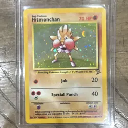 Pokemon TCG Hitmonchan 8/130 Base Set 2 Holo Rare 1999 70 HP - Image 1