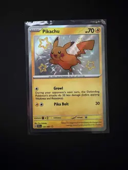 Pokemon Pikachu TCG Paldean Fates Holo Shiny Rare Card 131/091 Baby Shiny - Image 1