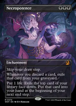 MTG Necropotence - Foil - Anime Borderless, Light Play, English Wilds of Eldrain - Image 1