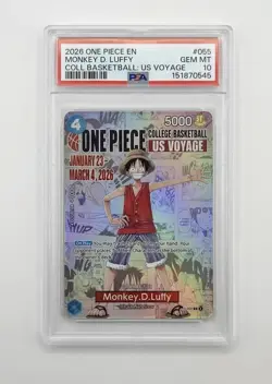 2026 One Piece EN College Basketball US Voyage #055 Monkey D Luffy PSA 10 - Image 1