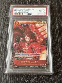 PSA 10 Monkey D. Luffy (Alt Art) 1st Anniversary OP05 ST01-012 EN One Piece B20 - Image 1