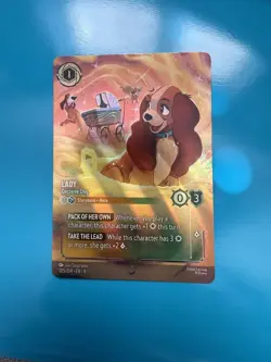 DISNEY LORCANA REIGN OF JAFAR 205/204 LADY DECISIVE DOG ENCHANTED RARE CARD - Image 3