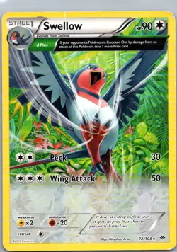 Pokemon TCG Swellow 71/108 Roaring Skies MP - Image 1