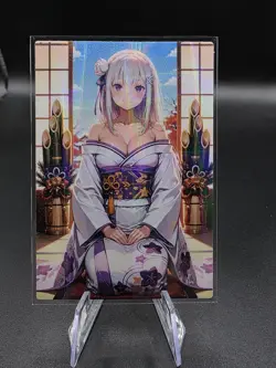 Emilia Re Zero Holographic Anime Collectible Trading Card - Image 1