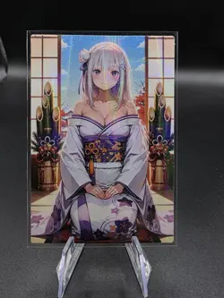 Emilia Re Zero Holographic Anime Collectible Trading Card - Image 2