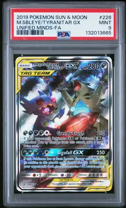 POKEMON UNIFIED MINDS MEGA SABLEYE & TYRANITAR GX #226 PSA 9 MINT #132013665 - Image 1
