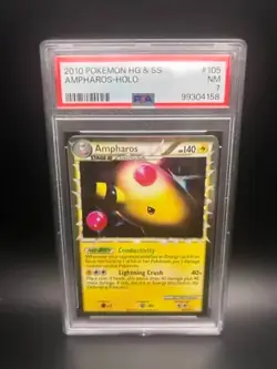 Pokemon Ampharos Prime Holo 105/123 Heart Gold & Sould Silver English PSA 7 NM - Image 1
