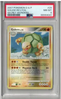 2007 Pokemon D&P Secret Wonders Golem 29/132 Reverse Holo Foil Card PSA 8 - Image 1