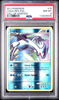 2011 POKEMON CALL OF LEGENDS LUGIA #15 REVERSE PSA 8 NM #113346535 - Image 1