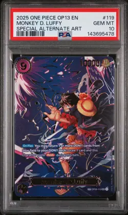 PSA 10 Monkey D. Luffy - 2025 One Piece OP13 EN Special Alternate Art #119 - Image 1