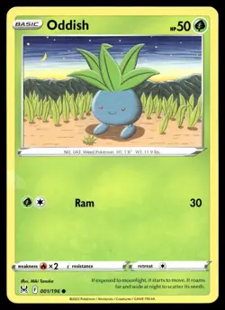 Oddish 1/196 Pokemon Card Lost Origin Common 50 HP Lightly Played CD - Image 1
