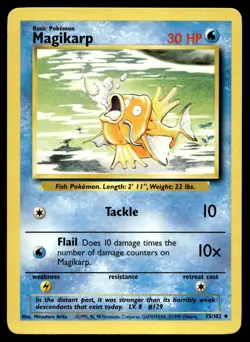 Magikarp 35/102 Pokemon Card Base Set Uncommon 30 HP Lightly Played F29 - Image 1