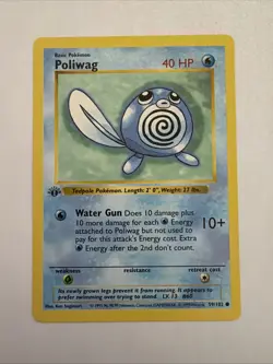 1999 Pokemon Base Set Poliwag #59/102 1st Edition Shadowless NM - Image 1