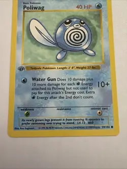 1999 Pokemon Base Set Poliwag #59/102 1st Edition Shadowless NM - Image 3