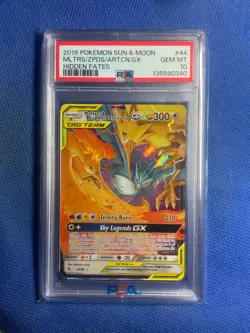2019 Pokemon Sun and Moon Moltres, Zapdos, Articuno GX 44/68 PSA 10 - Image 1
