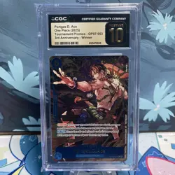 One Piece Portgas D. Ace OP07-053 3rd Anniversary Winner Promo CGC PRISTINE 10 - Image 1