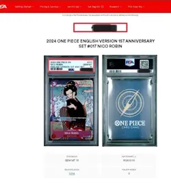 PSA 10 Nico Robin #017 One Piece English 1st Anniversary Set 2024 GEM MT - Image 3