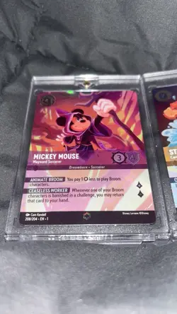 Disney Lorcana Enchanted Stitch Carefree Surfer & Enchanted Sorcerer Mickey! NM - Image 4
