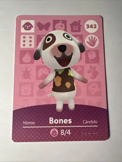 342 Bones Amiibo Card 342 Series 4 Animal Crossing Nintendo Switch NA Region - Image 1