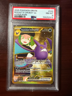 Pokemon Team Rocket's Crobat ex Hyper Rare Holo 242/182 PSA 8 2025 - Image 1