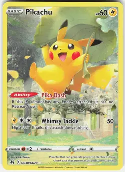 Pokemon Pikachu GG30/GG70 Holo Crown Zenith Galarian Gallery Pokemon NM - Image 1