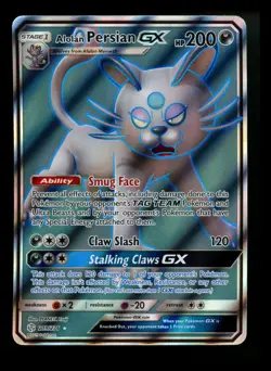 Alolan Persian GX 219/236 Cosmic Eclipse 2019 Full Art Pokemon Card TCG - Image 1