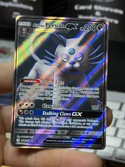 Alolan Persian GX 219/236 Cosmic Eclipse 2019 Full Art Pokemon Card TCG - Image 3